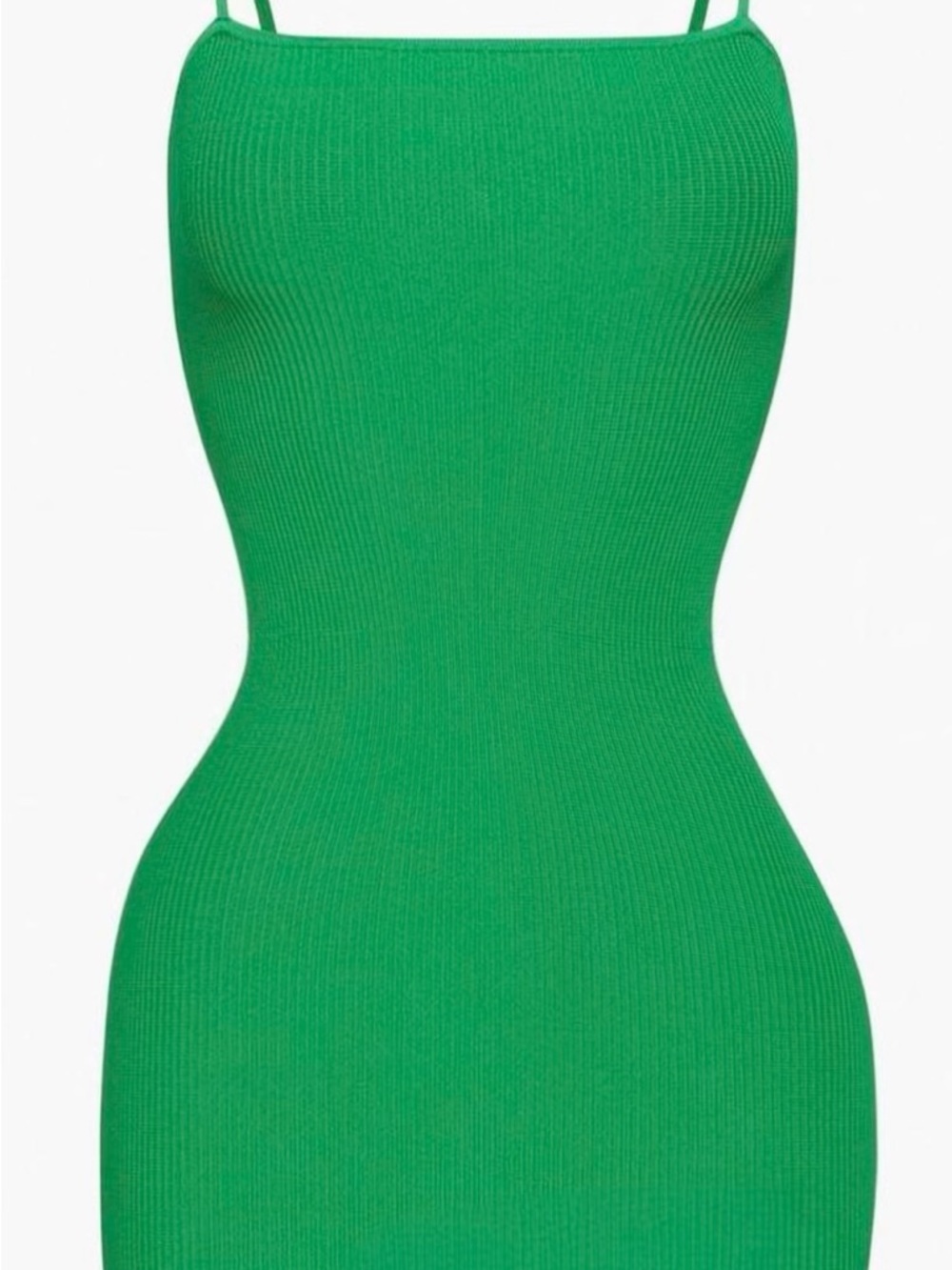 Aritzia Green Ribbed Midi Slip Dress
